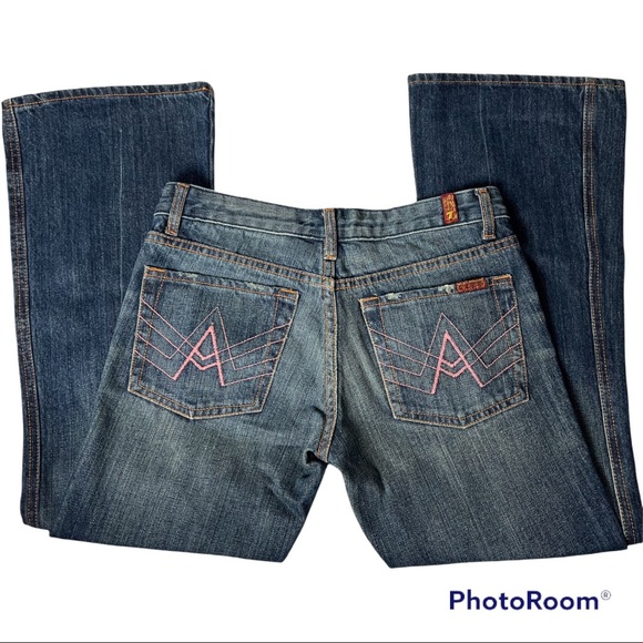 7 for all Mankind Flair Denim Jean with “A” embroidered pocket size 27 - Picture 6 of 17